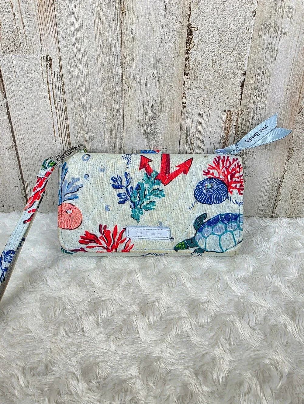 Vera Bradley RFID Wristlet Wallet Anchors Aweigh Multicolor